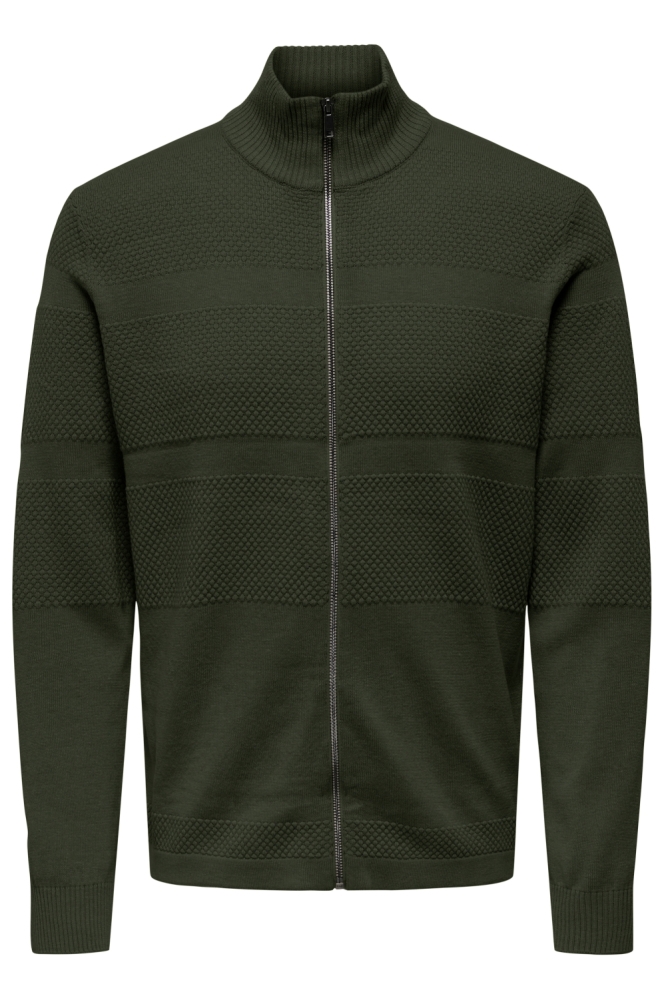 ONSMALIK REG 12 PIN ZIP CARD KNIT N 22033304 OLIVE NIGHT/MELANGE